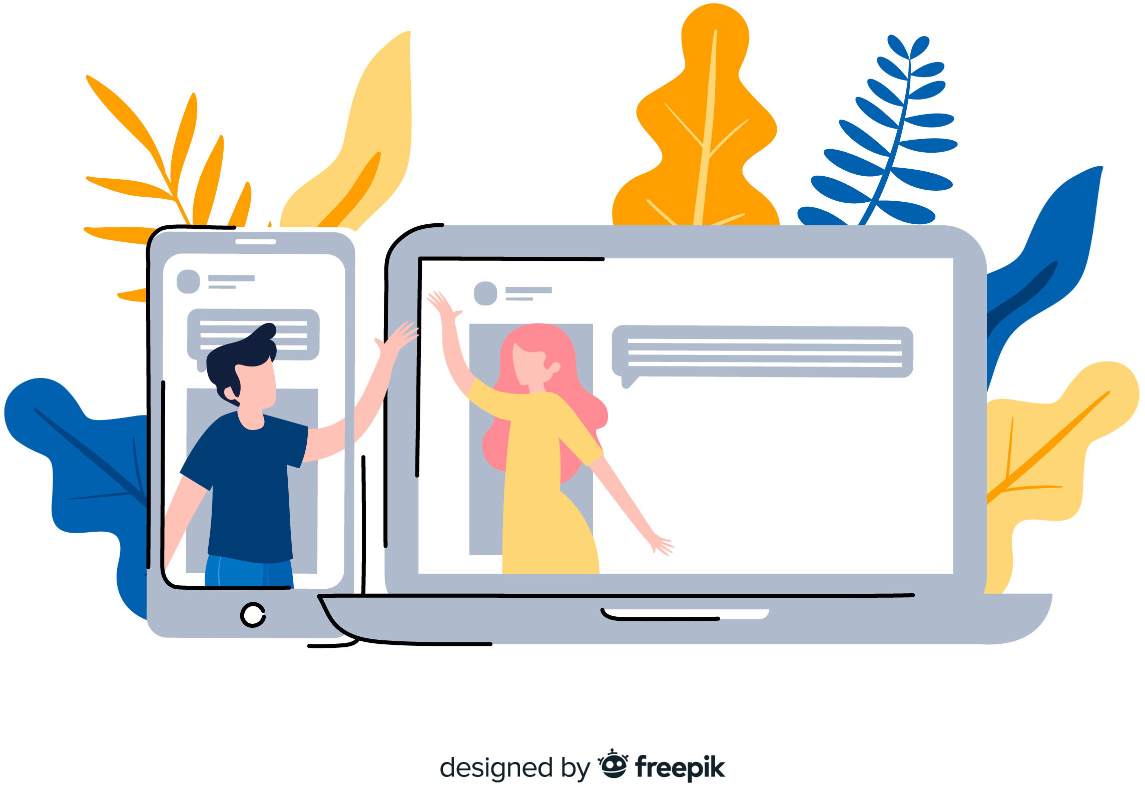 Ilustración decorativa de vídeo llamada creada por Freepik