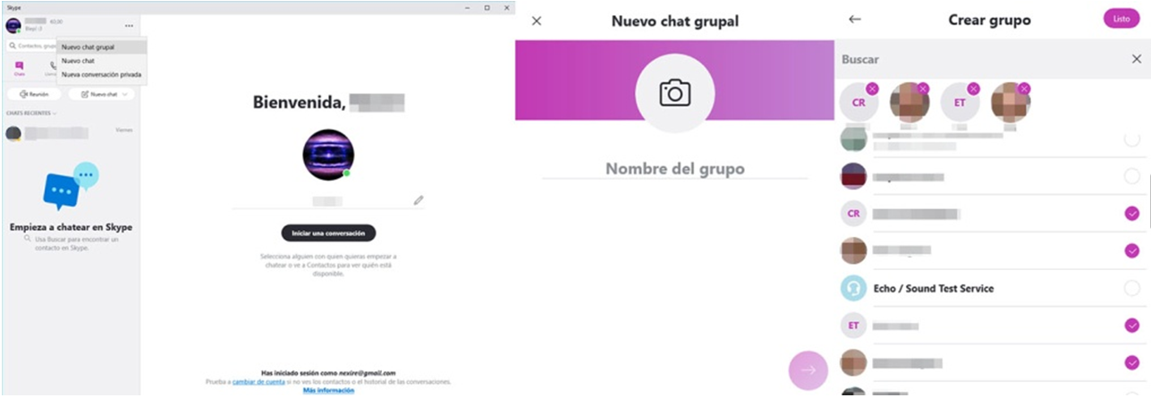 Creación de chats grupales en PC